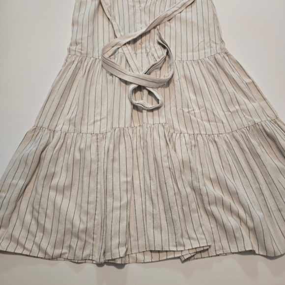 Marissa Webb Tie Waist Linen Dress Off White Casual Collared neck Short Sleeve - Picture 2 of 11